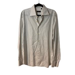 Corneliani White Micro Stripes Button-Down Shirt Size 17